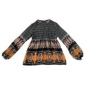 Patrizia Pepe Peplum Blouse Button‎ Flowy Boho Size IT 42 US 6 Black White Gold